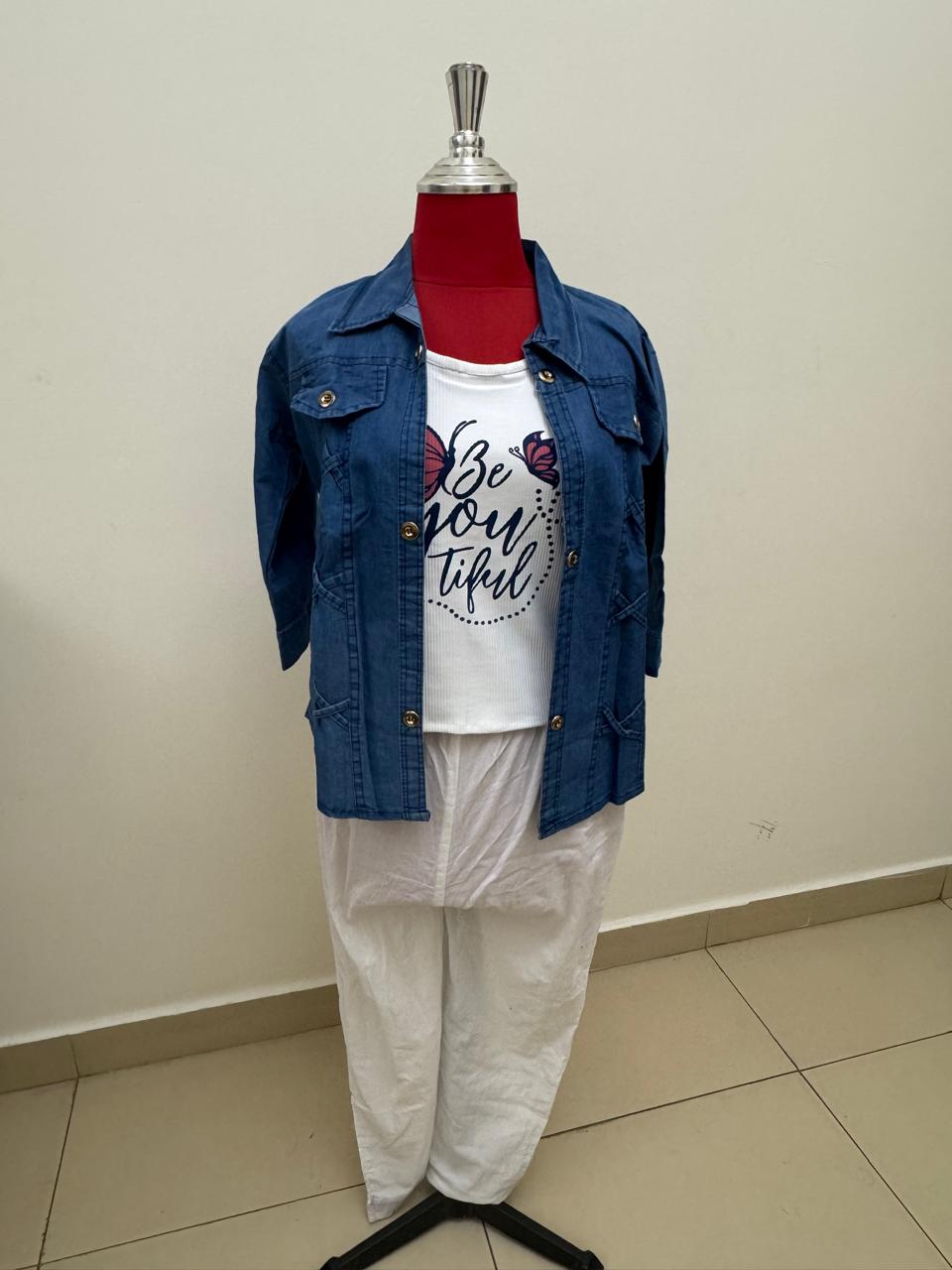 DENIM SHACKET AND GRAPHIC TEE COMBO